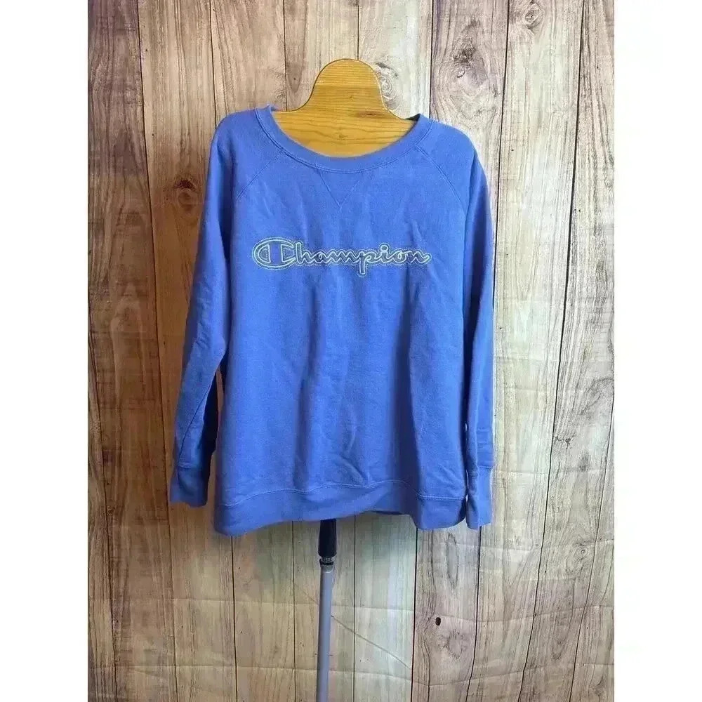 Champion Crewneck Sweatshirt Embroidered Pink Purple Women's Size 2X